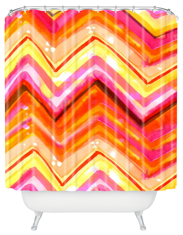 Deny Designs Cayenablanca Watercolour Chevron Shower Curtain