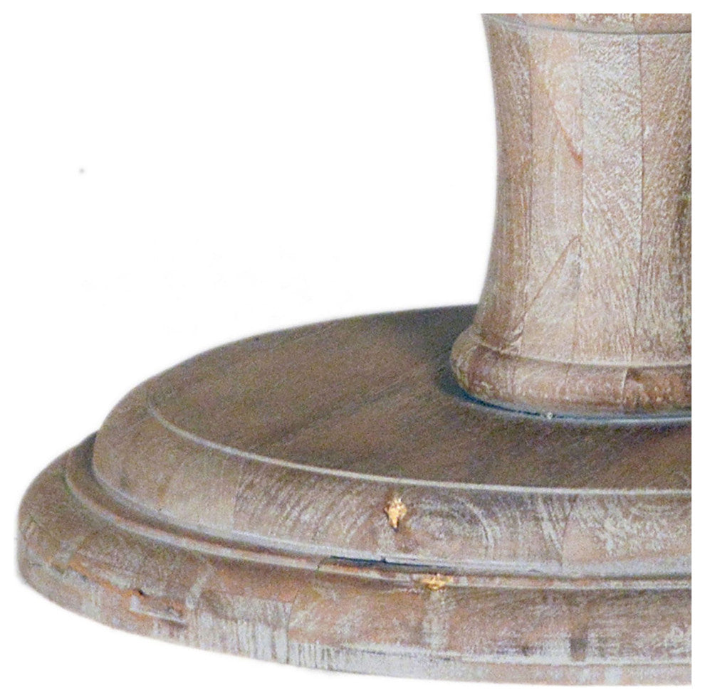 Auturo 47" Round Mango Wood Hand Carved Pedestal Light Wash Finish Dining Table