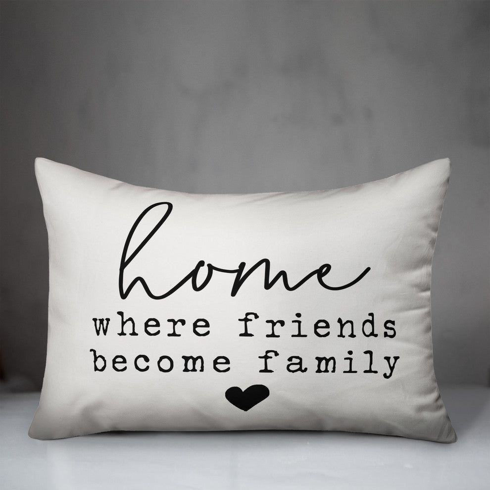 Home Where Friends Become Family Outdoor Lumbar Pillow