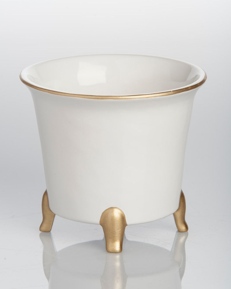 Jaipur Cachepot, White and Gold, Large