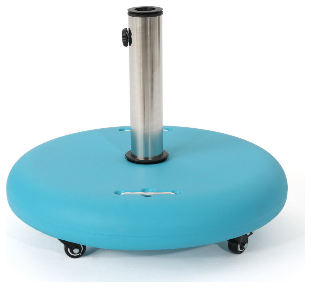Louise Outdoor Concrete Circular 80lb Umbrella Base Holder, Teal