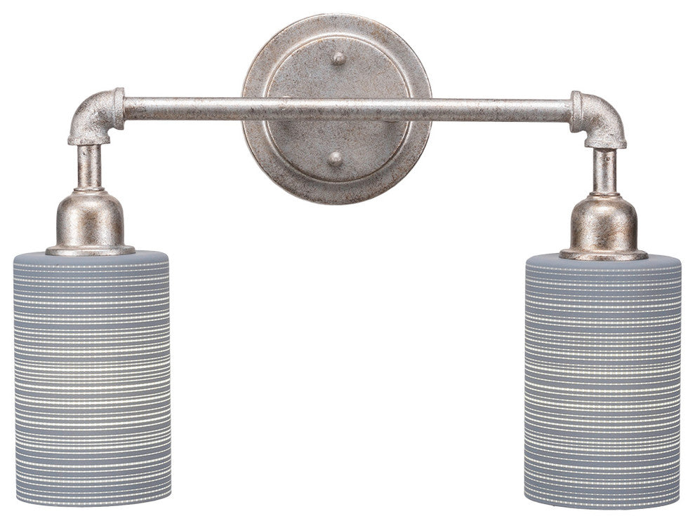 Vintage 2 Light Bath Bar, 4" Gray Matrix Glass