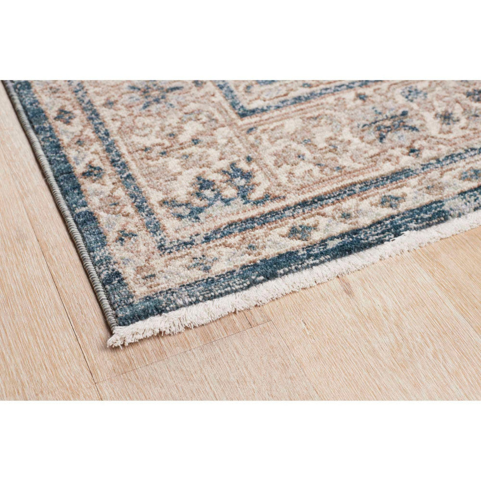 Heirloom Antique Floral Area Rug, Navy, 2'x2'11"