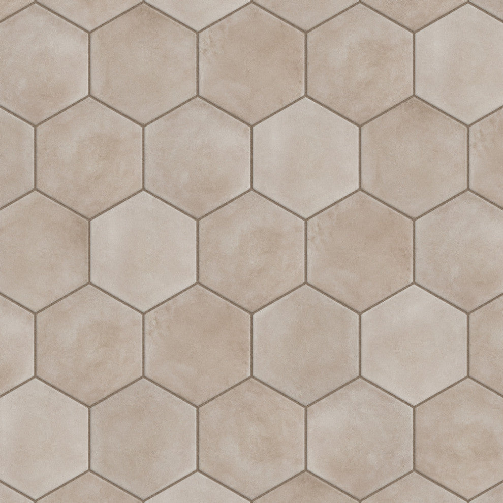 Matter Hex Taupe Porcelain Floor and Wall Tile