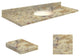 Quartz 61"x22" Vanity Top, Single Faucet Hole, Trail, Biscuit Bowl