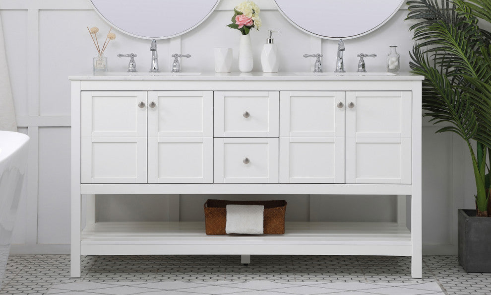 Tucker White 60" Double Sink Bathroom Vanity
