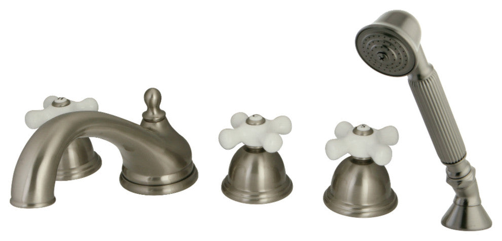 Kingston Brass Roman Tub Faucet With Hand Shower, Brushed Nickel