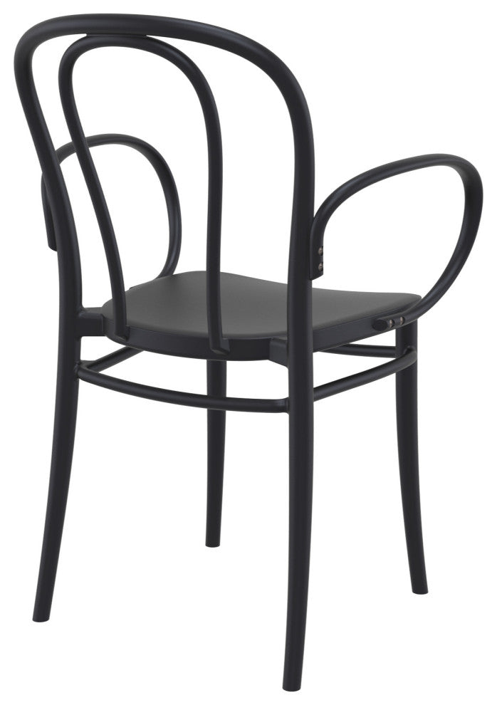 Victor XL Resin Outdoor Arm Chair Black, Set of 2