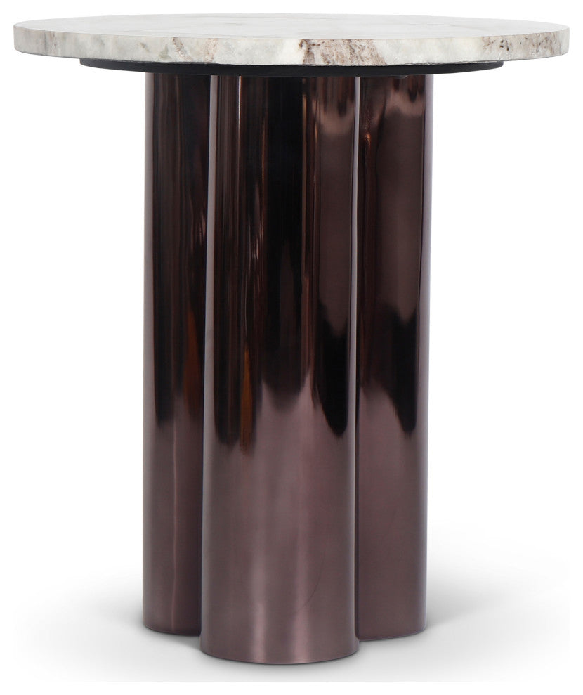 Marbelle Martie Side Table, Toronto Sand Marble Finish