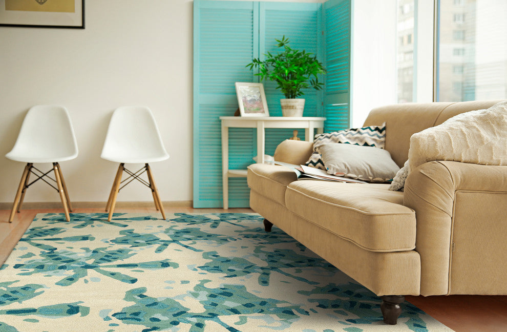 Kaleen Hand-Tufted Pastiche Wool Rug, Turquoise, 8'x10'
