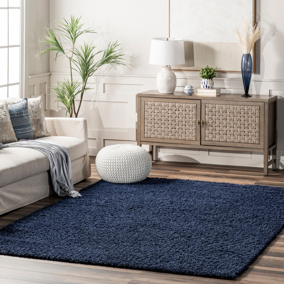 Nuloom Cozy Soft and Plush Solid Easy Shag Area Rug, Navy 5'3"x8'