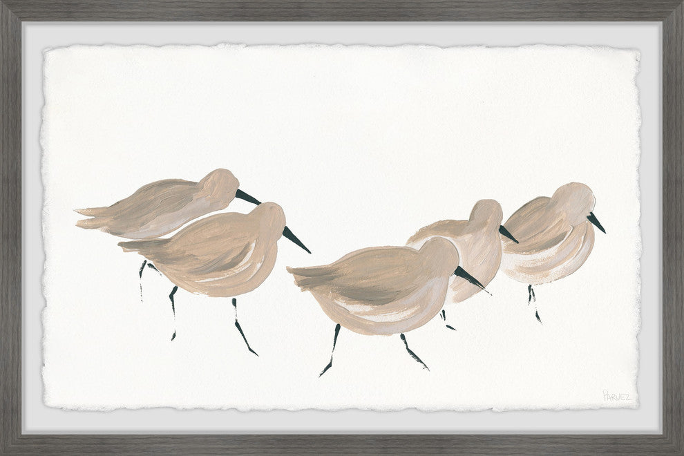 "Little Brown Birds" Framed Painting Print, 18"x12"