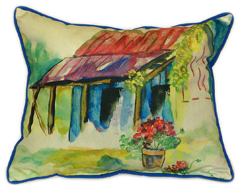Pair of Betsy Drake Barn and Geranium Large Indoor/Outdoor Pillows