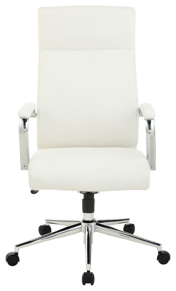 High Back Manager's Office Chair With Dillon Snow Fabric and Chrome Base