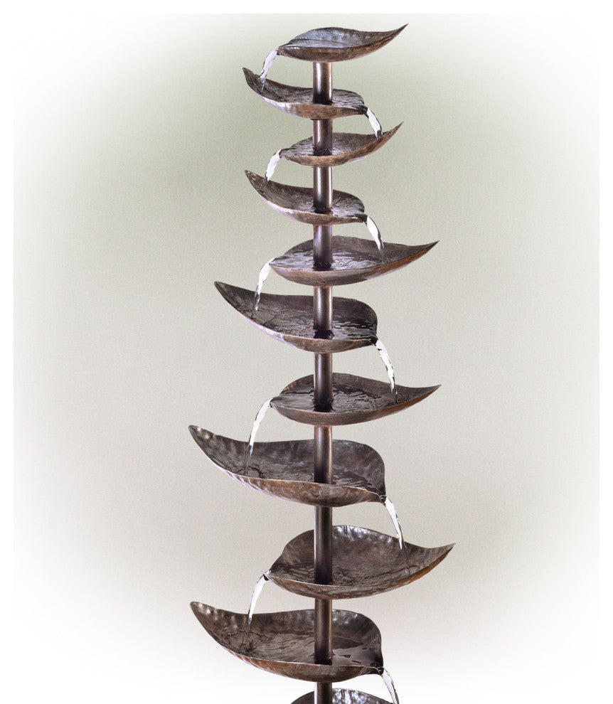 Alpine Rustic Metal Silver Tiered Fountain, 70" Tall
