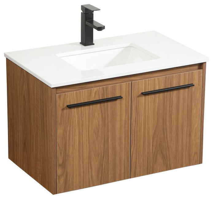 Phoebe Modern Walnut Brown-Light Bathroom Vanity, Walnut Brown, 30"