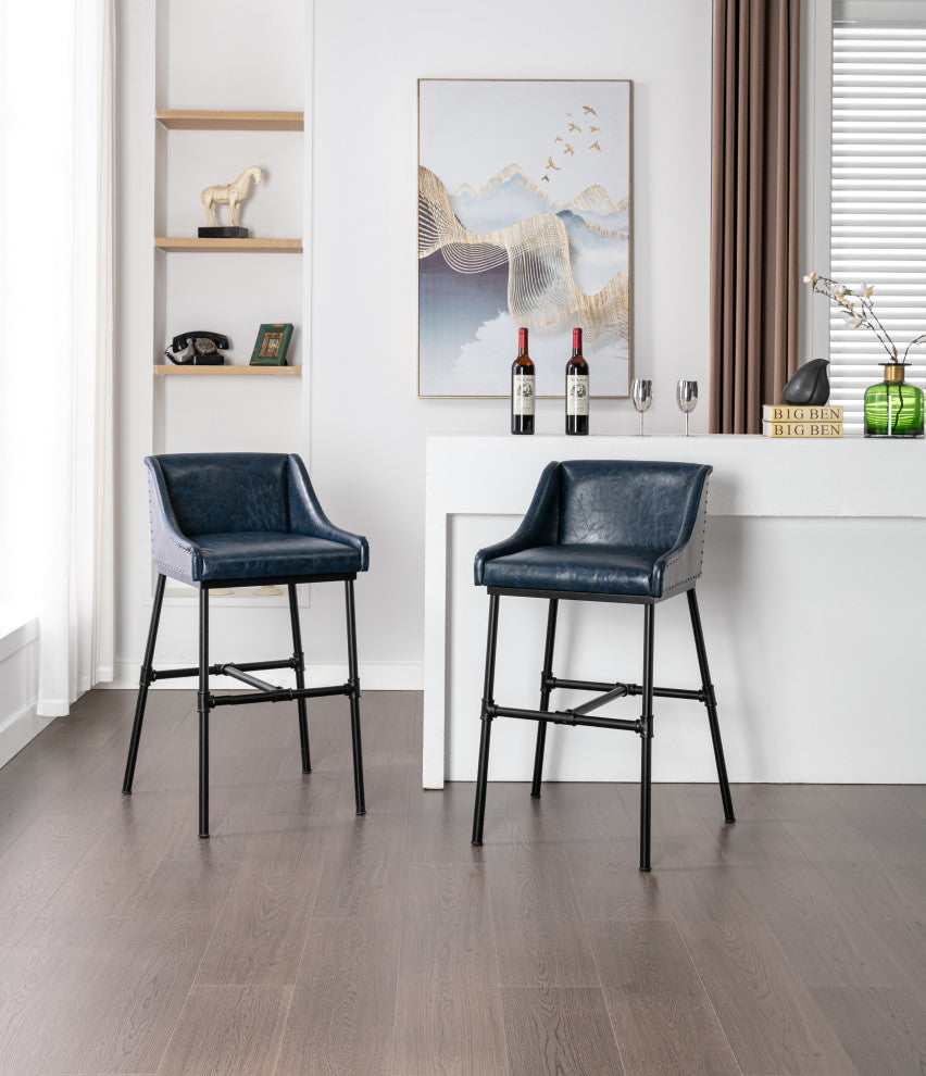 Parlor Adjustable Bar Stool, Midnight Blue