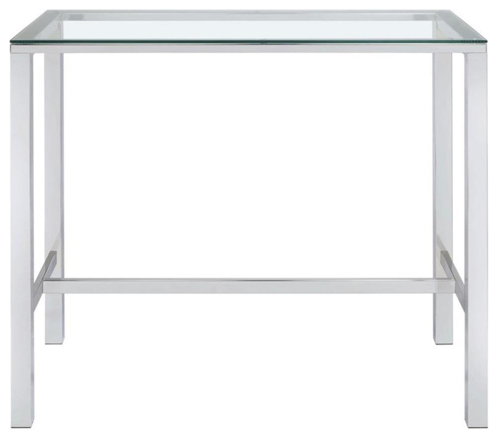 Coaster Contemporary Rectangular Glass Top Pub Table in Clear