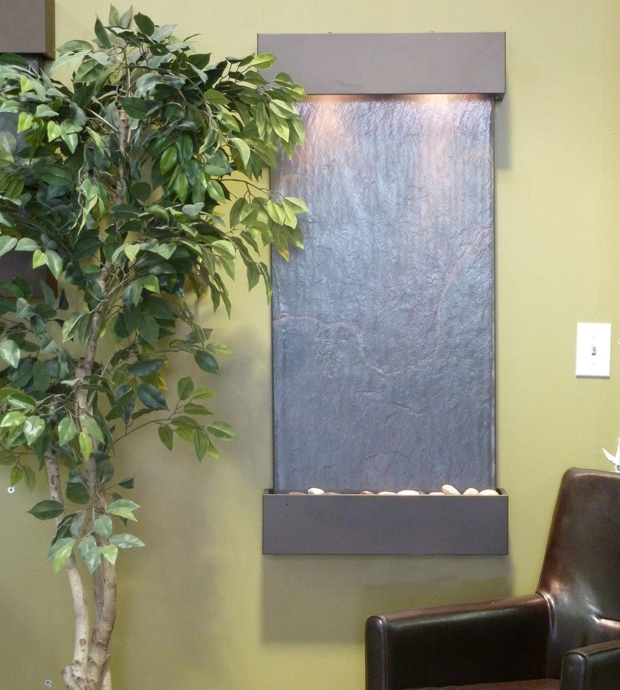 Whispering Creek Water Feature by Adagio, Black Featherstone, Silver Metallic