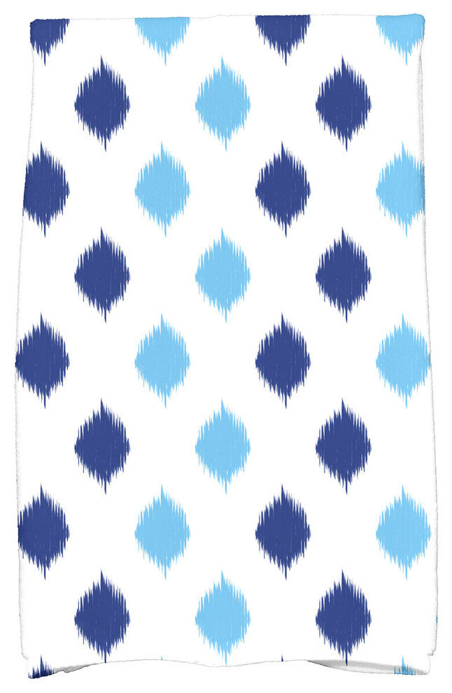 Ikat Dot Stripes Decorative Holiday Print Hand Towel, Royal Blue