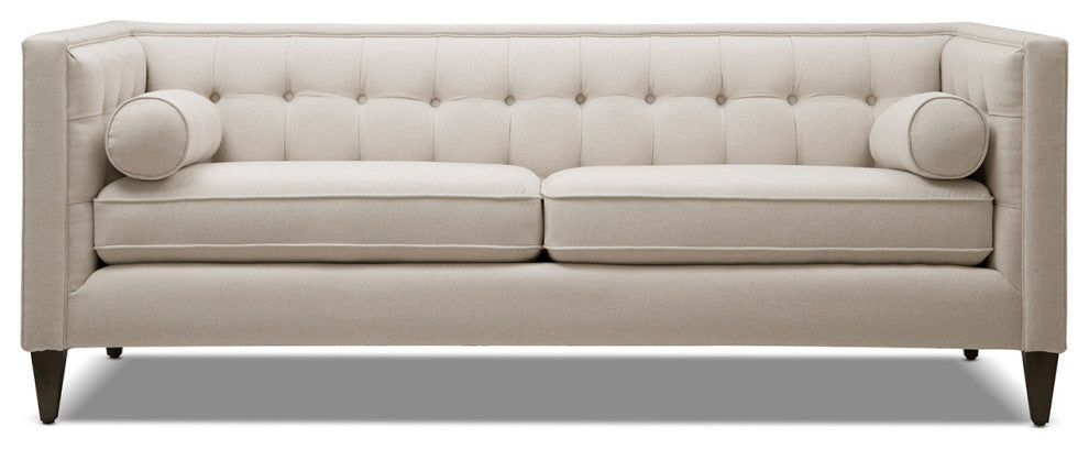 Jack 84" Modern Tuxedo Square Button-Tufted Sofa, Sky Neutral Beige Polyester