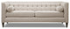Jack 84" Modern Tuxedo Square Button-Tufted Sofa, Sky Neutral Beige Polyester