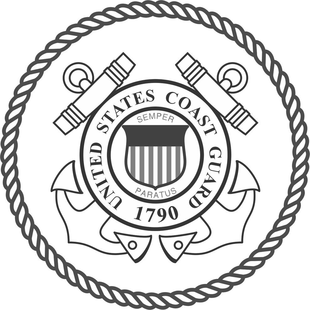 Solid Oak Military Burial Flag Display Case, USCG Emblem