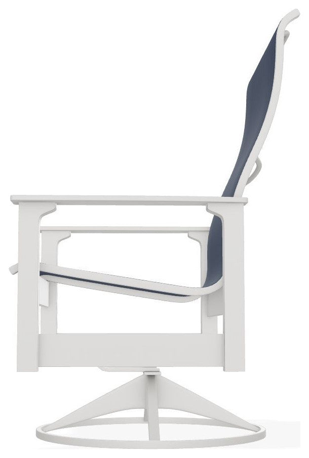 Leeward Sling Outdoor Swivel Rocker, Mavi/Snow