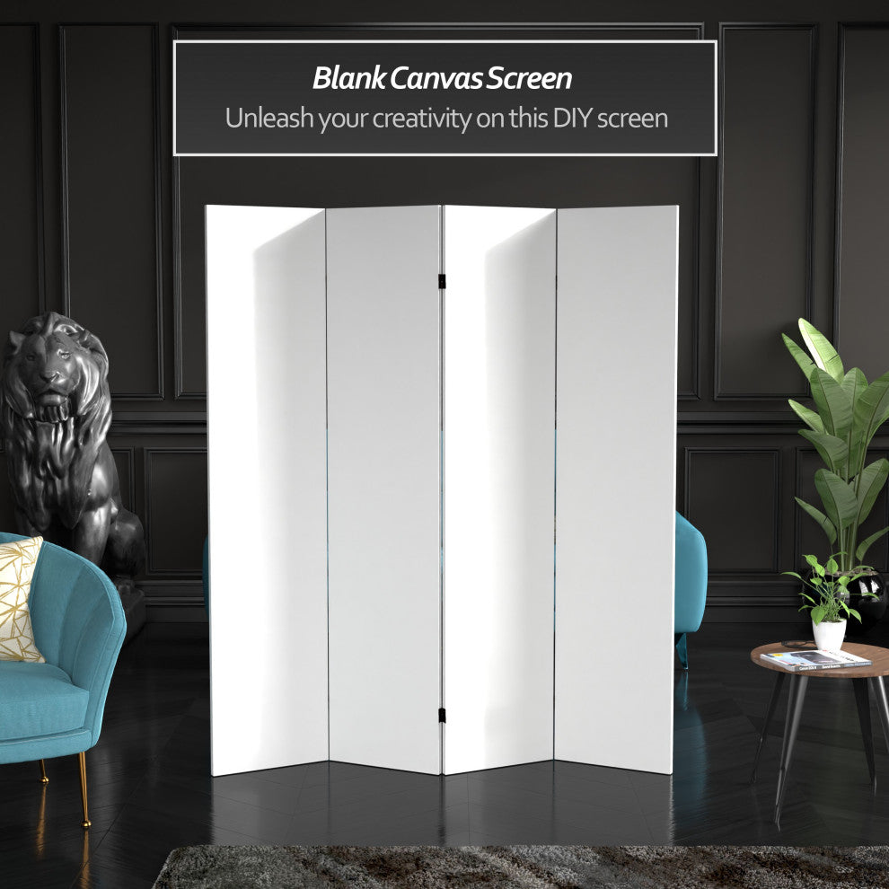 6' Tall Do It Yourself Canvas Room Divider, 4 Panel