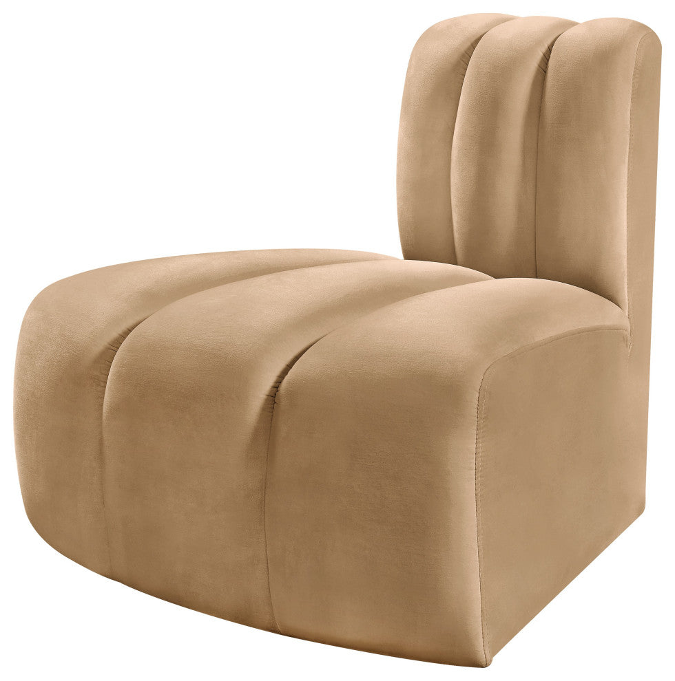 Arc Upholstered Modular Component, Camel, 1-Piece: Reverse Corner, Velvet
