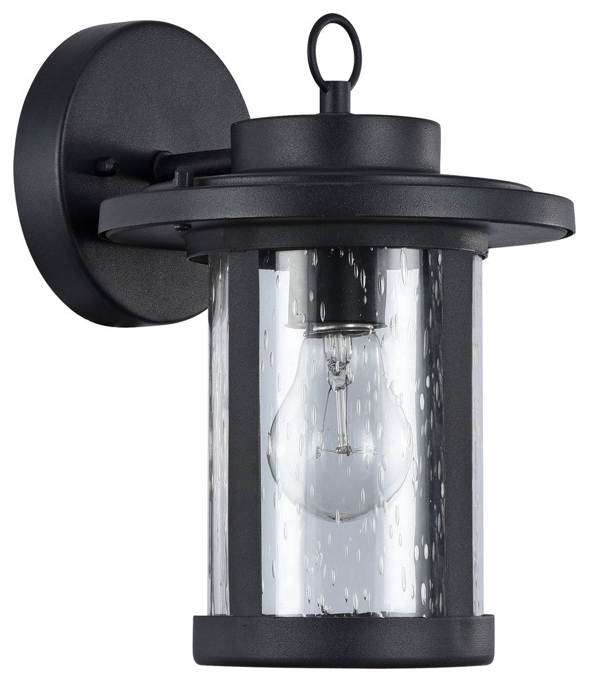 VAXCEL, Transitional 1 Light Textured Black Outdoor Wall Sconce, 10" Height