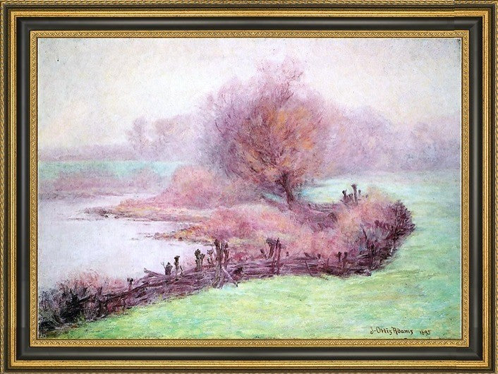 John Ottis Adams a Misty Morning on the Mississinewa Framed Canvas Print, 16"x24