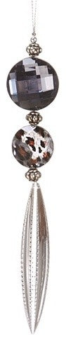 Diva Safari Cheetah Print Faux Jewel Christmas Dangle Ornament, Silver, 6.5"