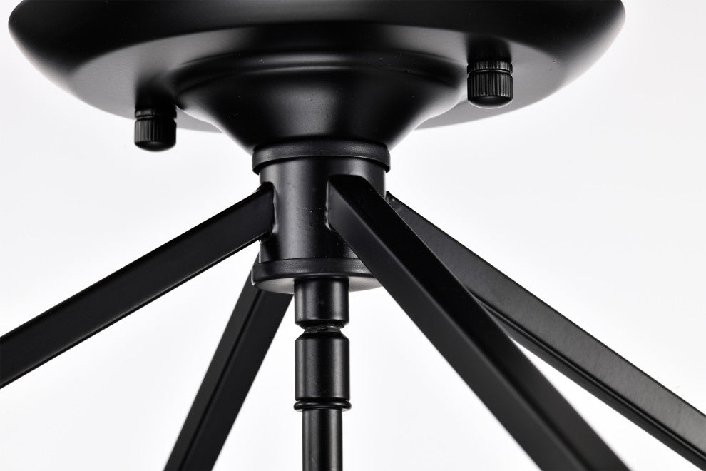 4-Light 12 in. Matte Black Cage Lantern Farmhouse Semi-flush Mount