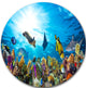 Colorful Coral Reef With Fishes, Seascape Photo Round Wall Art, 36"