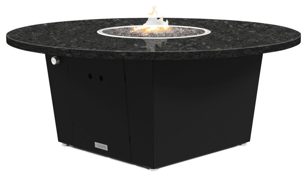 Fire Pit Table 55"D, Propane, Black Pearl Granite Top, Black
