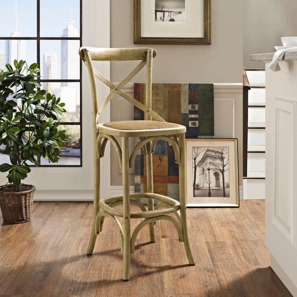 Modern Urban Contemporary Bar Stool, Brown Wood