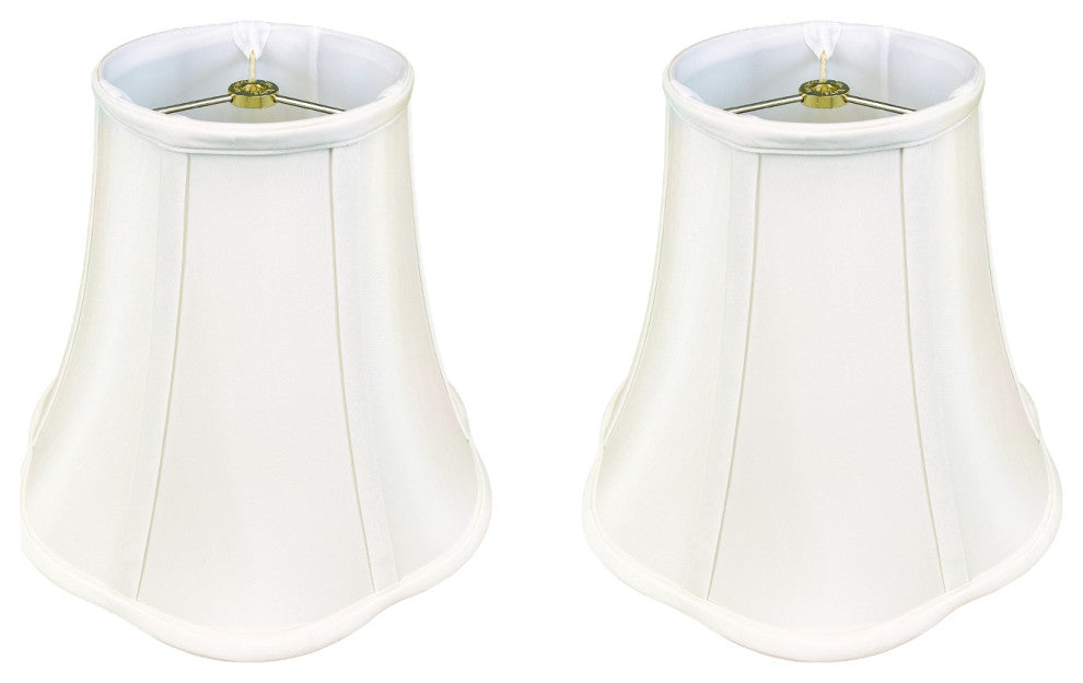 Royal Designs Bottom Scalloped Bell Lamp Shade, White, 8x16x13, Set of 2