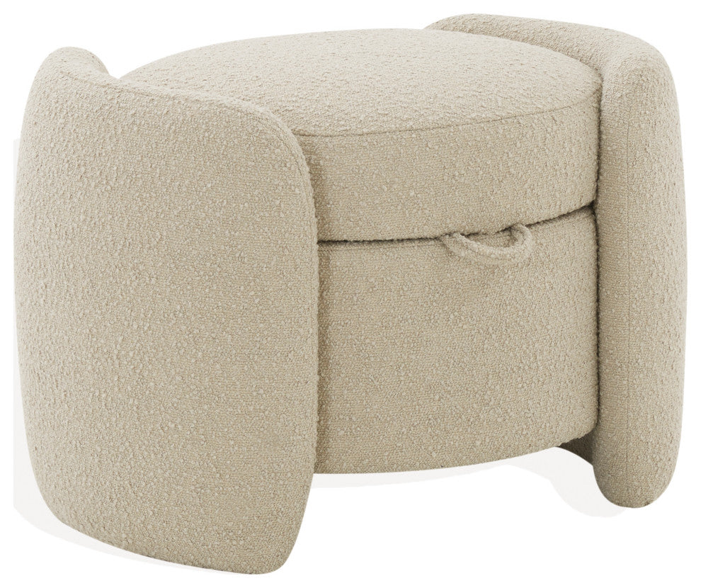 Safavieh Couture Danianna Boucle Ottoman, Oatmeal