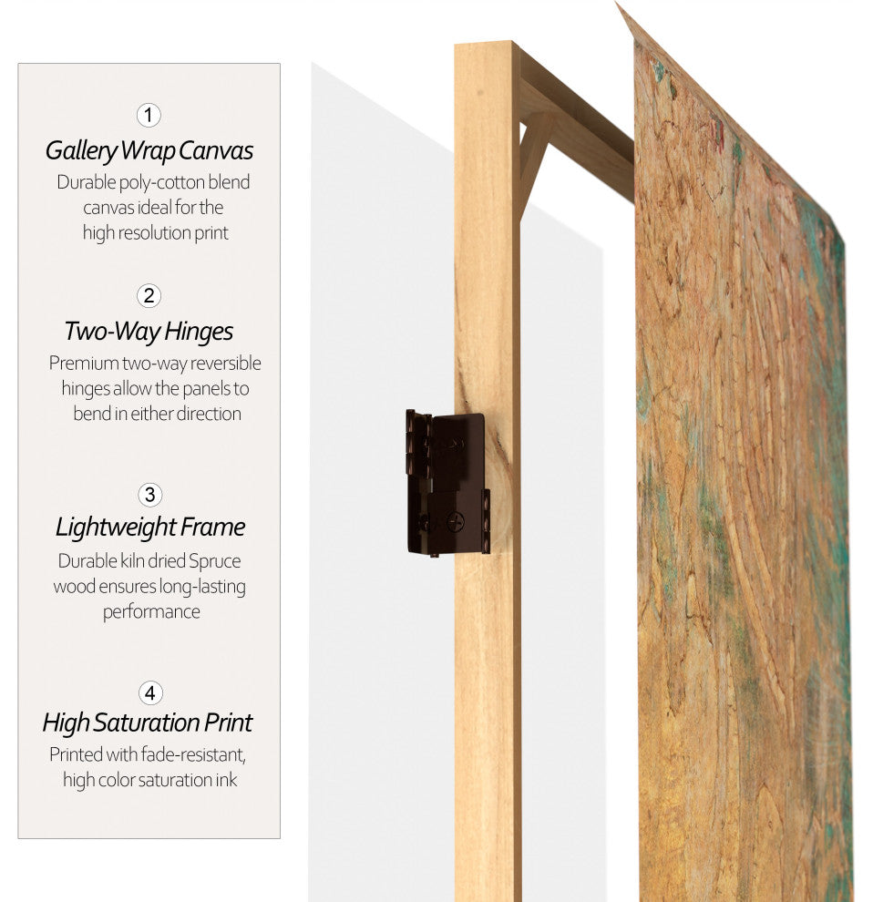 6' Tall Gilded Flowers Canvas Room Divider