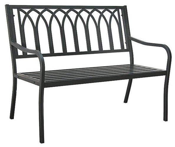 Lakeside Steel Bench, Matte Black
