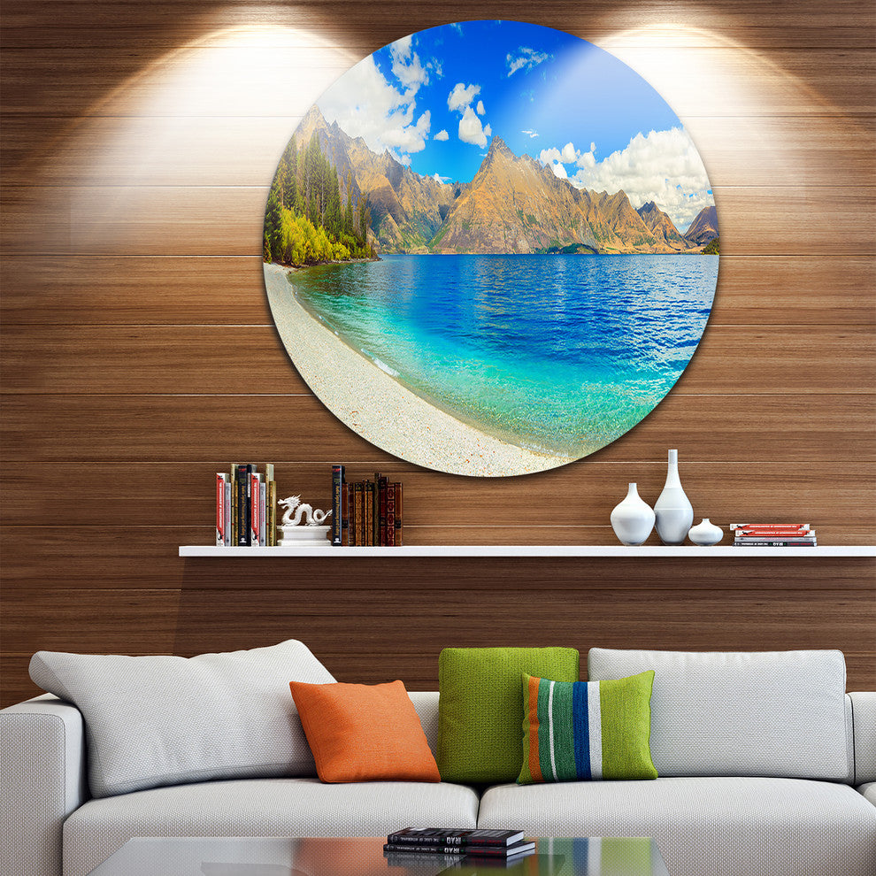 Lake Wakatipu Landscape, Photo Round Wall Art, 38"