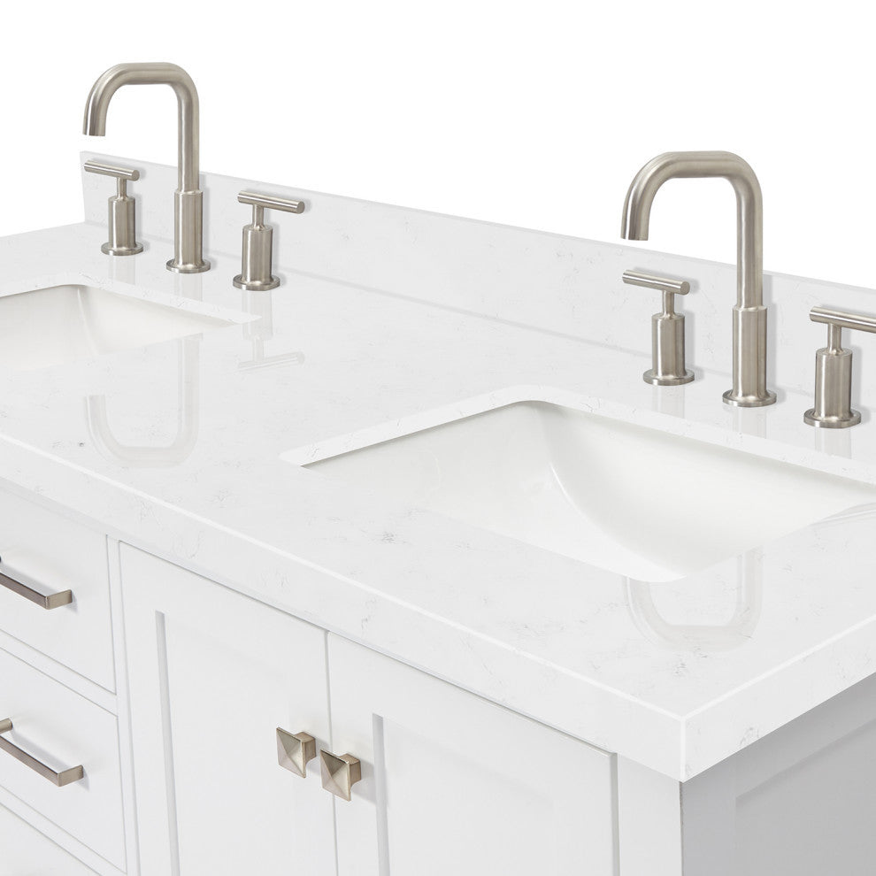Ariel Cambridge 60" Double Rectangle Sinks Vanity, Carrara Quartz