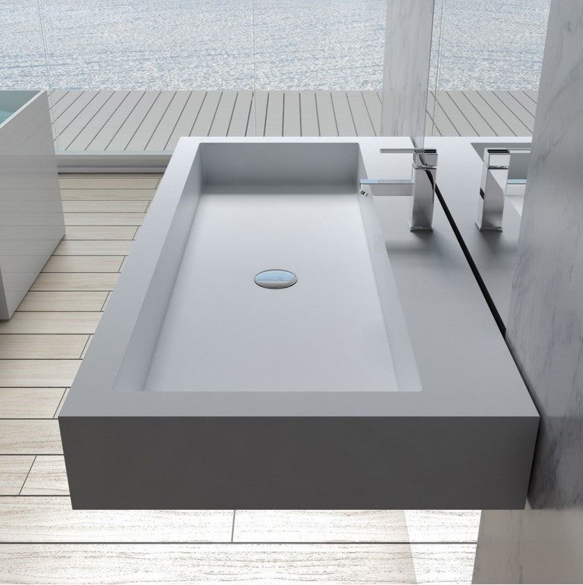 ADM Rectangular Countertop Sink, White, 60", Glossy White