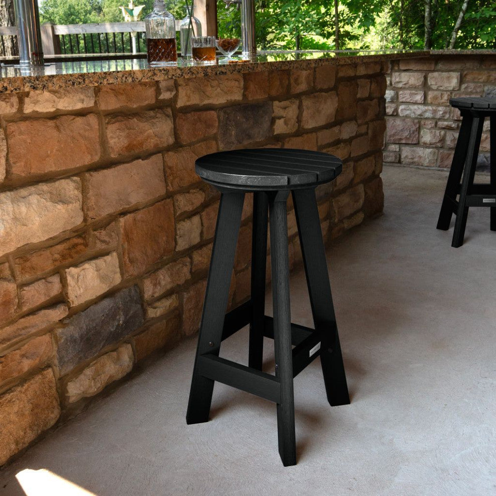 Birch Round Bar Height Stool, Black