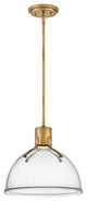 Hinkley Argo 14" Sm. LED Pendant Light, Heritage Brass + Clear Seedy Glass shade