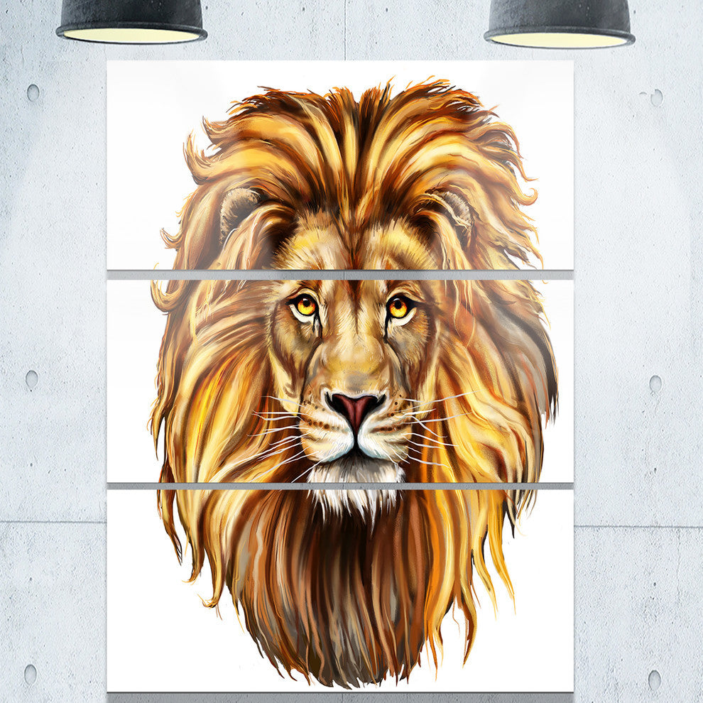 "King Lion Aslan" Glossy Metal Wall Art, 3 Panels, 28"x36"