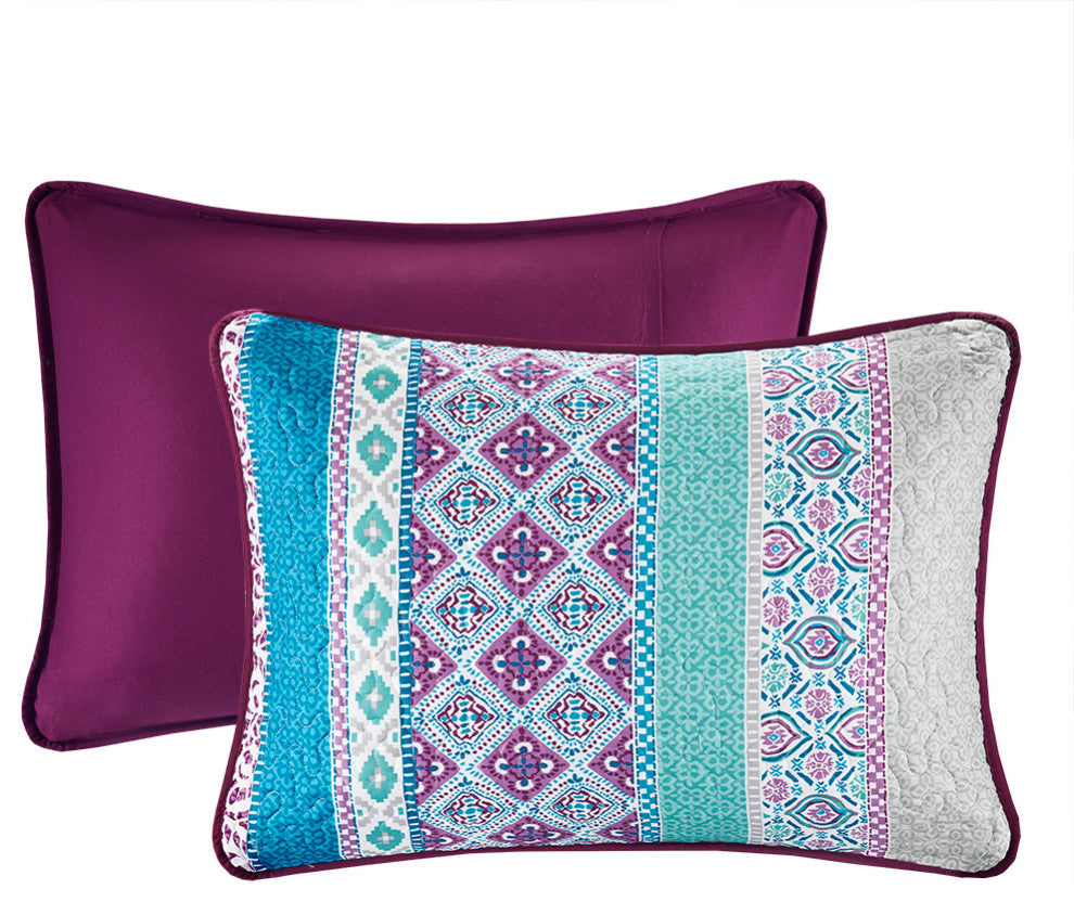 Intelligent Design Joni 6 Piece Boho Reversible Daybed Set, Purple