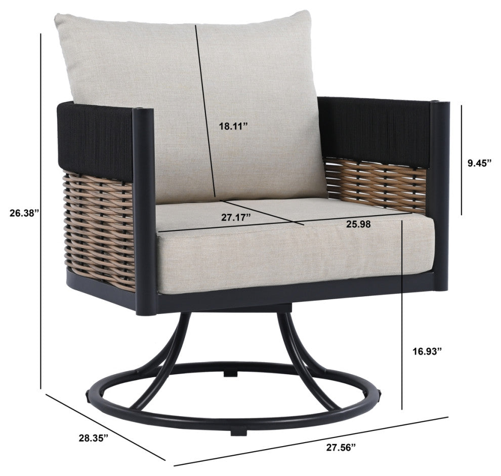 Safavieh Harrison Indoor-Outdoor Swivel Chair, Black/Taupe