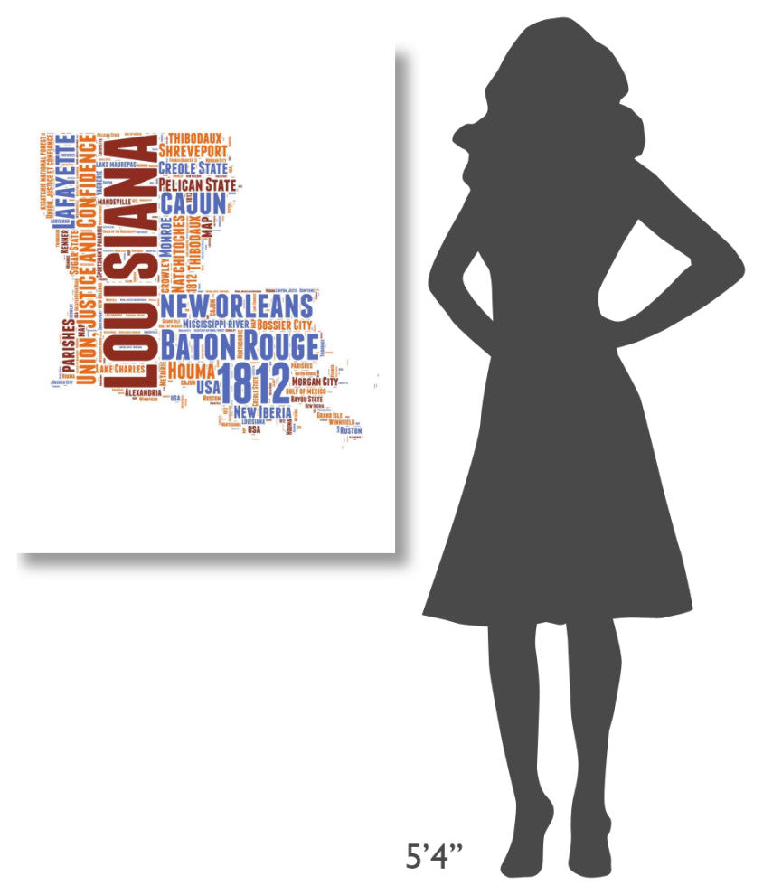"Louisiana Word Cloud Map" Fine Art Print